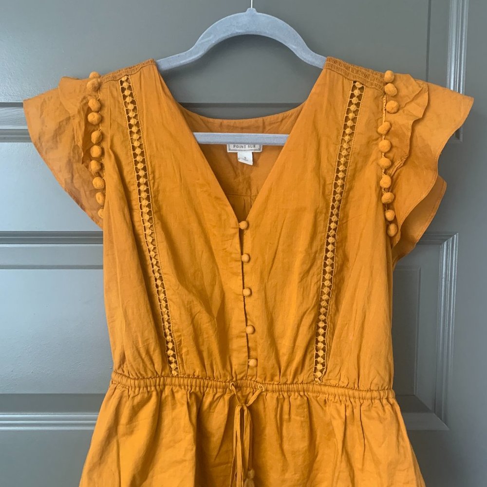 J.Crew Point Sur flutter-sleeve pom-pom top Size Small